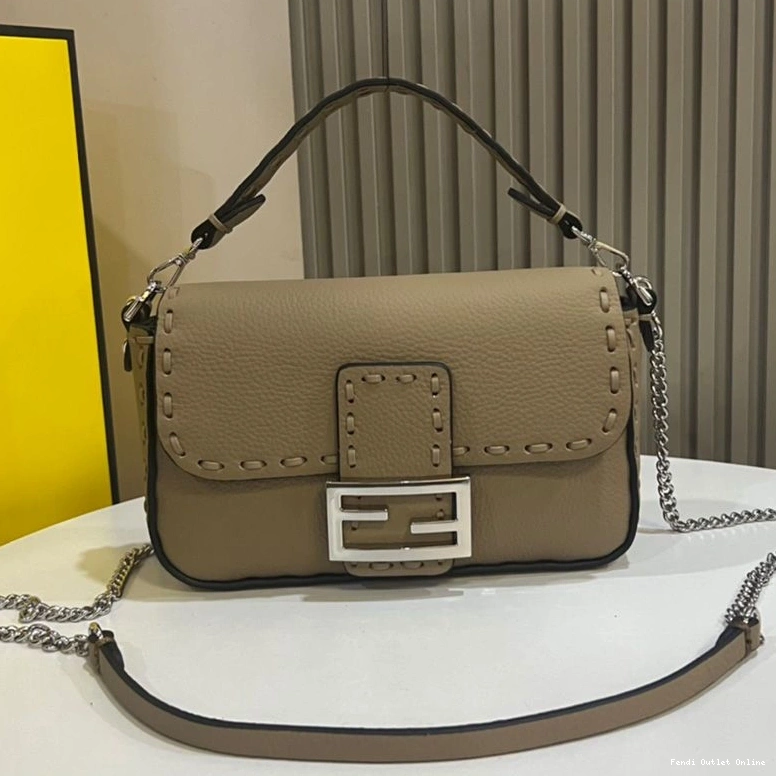 Cheap Cuoio Khaki In Mini Baguette Selleria Bag Romano Leather Fendi 0728